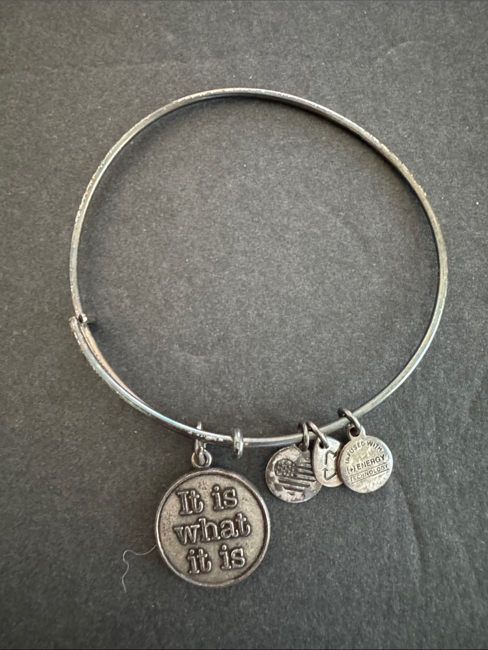 Alex and Ani Silver Tone 'It Is What It Is' Charm Bangle